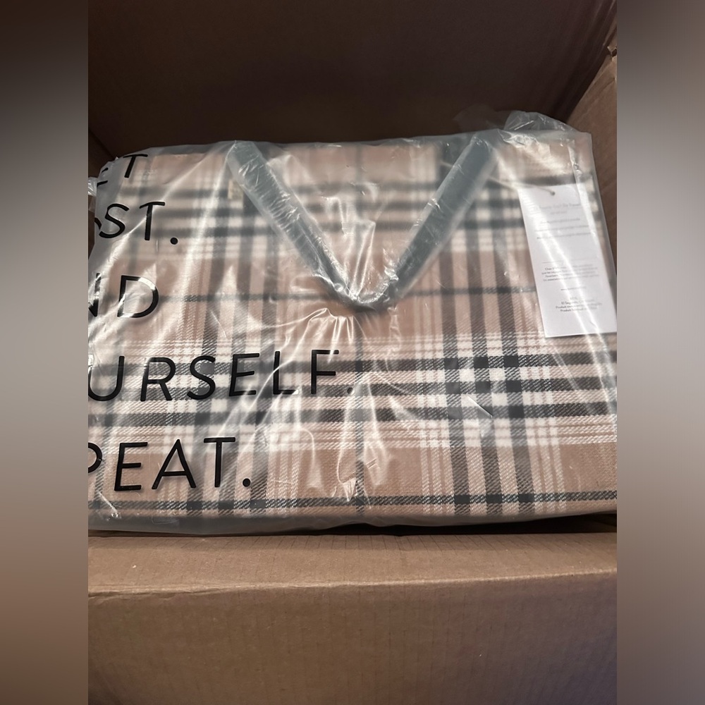 NWT Beis LE Plaid work tote